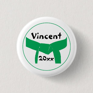 Groene gordel voor krijgskunst ronde button 3,2 cm