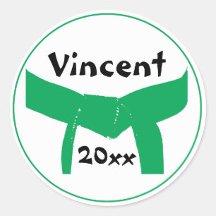 Groene gordel voor krijgskunst ronde sticker