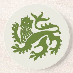 Groene Gotische Revival Leeuw Zandsteen Onderzette Onderzetter