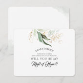 Groene Goud Bruidsmeisje Voorstel / Bruidsmeisje V Kaart (Voorkant / Achterkant)