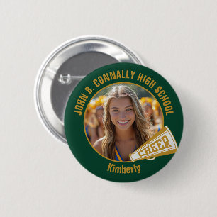 Groene Goud Cheerleader Foto Hoge School Geest Ronde Button 5,7 Cm