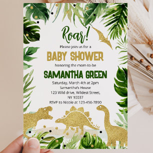 Groene Goud Dinosaurus Baby Shower Kaart
