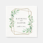 Groene Goud Geometrische Trouwdag Servet (Voorkant)