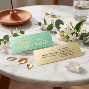 Groene Goud Lotus Yoga Meditatie Reiki Instructeur Mini Visitekaartje