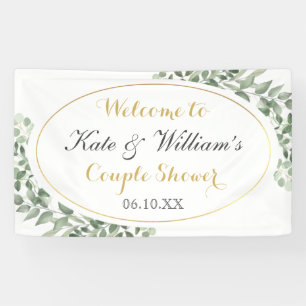 Groene Goud Monogram Elegante Koppels Bruis Spandoek