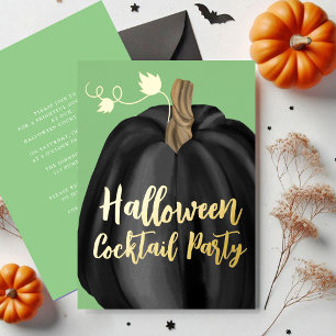 Groene Goud Pompoen Halloween Cocktail Party Folie Uitnodiging