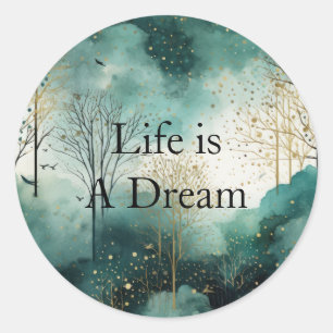 Groene goudbomen ronde sticker