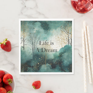 Groene goudbomen servet