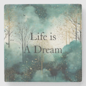 Groene goudbomen stenen onderzetter (Voorkant)