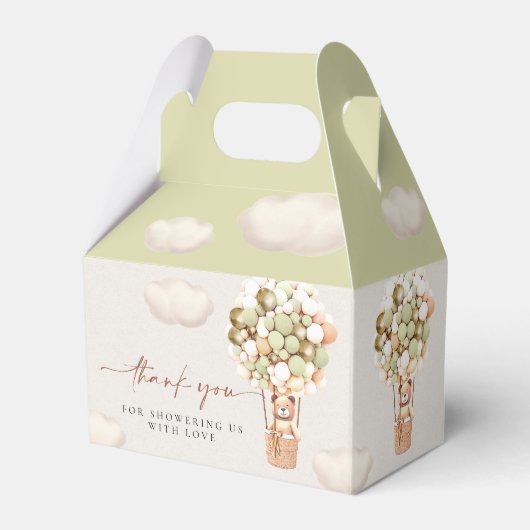 Groene gouden Beren Ballons Favor Box Bedankdoosjes (Voorkant Zijde)