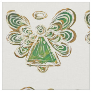 Groene Gouden Beschermengel Kunst Stof Materiaal