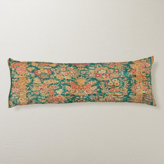 Groene gouden bloem Perzische Turkse kilim Lichaamskussen (Achterkant)