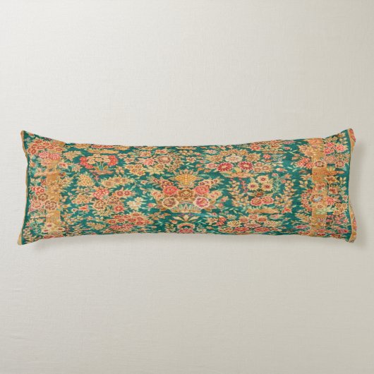 Groene gouden bloem Perzische Turkse kilim Lichaamskussen (Voorkant)