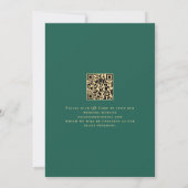 Groene Gouden Bloemen QR Code Huwelijk Smaragd Save The Date (Achterkant)