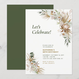 Groene & Gouden Boho Mijlpaal Verjaardagsfeest voo Kaart