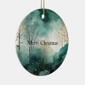 Groene Gouden Bomen Kerst Keramisch Ornament (Rechts)