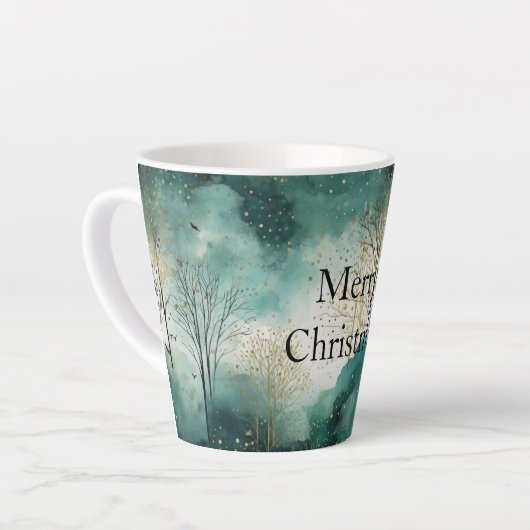 Groene Gouden Bomen Kerst Latte Mok (Linkerhoek)