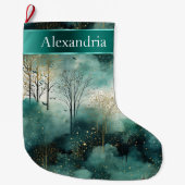 Groene Gouden Bomen Kerstnaam Grote Kerstsok (Voorkant)