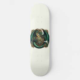 Groene & Gouden Draak met Schild Skateboard