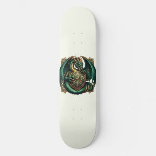 Groene & Gouden Draak met Schild Skateboard