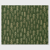 Groene gouden feestdag - Boom Patroon Cadeaupapier (Vlak)