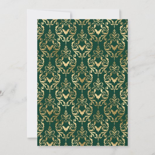 Groene gouden heks en vleermuizen Damask 21ste ver Kaart (Achterkant)