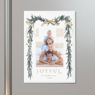 Groene & Gouden Kerst Frame Foto Vakantie Vrolijke Magneet
