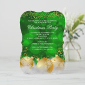 Groene Gouden Kerstballen Witte Kerst Vakantie Fee Kaart (Staand voorkant)
