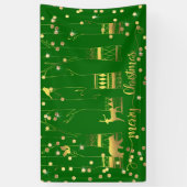 Groene gouden kerstboomgaard Confetti Spandoek (Verticaal)