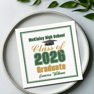 Groene Gouden Klas van 2026 Aangepaste Afstudeerfe Servet