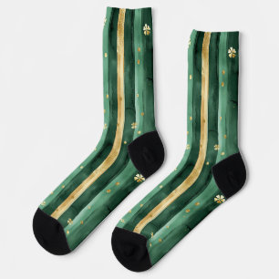 Groene Gouden Klaver St. Patrick's Day Strepen Sokken