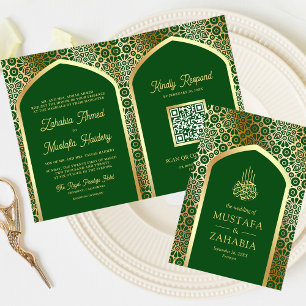 Groene Gouden Perzische Boog QR Code Moslim Bruilo