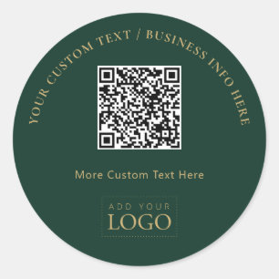 Groene & Gouden Promotionele Zakelijke Logo QR Cod Ronde Sticker