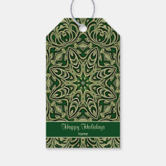 Groene Gouden Sierlijke Kerstcadeau Label Cadeaulabel