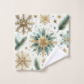 Groene Gouden Sneeuwvlok Bloemenvakantie Bad Handdoek (Wasdoekje)