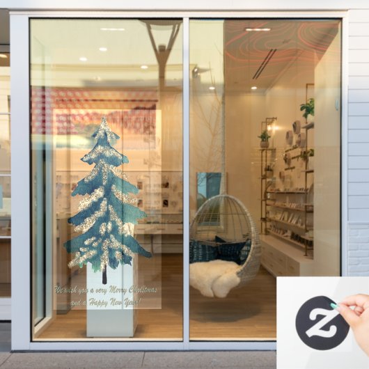 Groene gouden Waterverf kerstbomen Raamsticker (Winkelraam)
