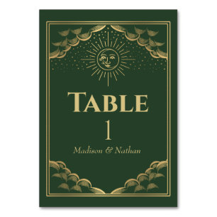Groene Gouden Zon en Maan Tarot Gotische Huwelijk Kaart