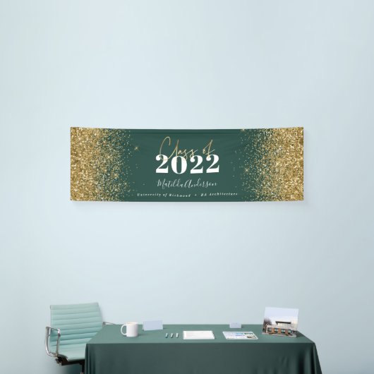 groene goudglitterscriptklasse van afstuderen spandoek (Beurs)
