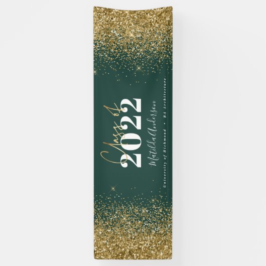 groene goudglitterscriptklasse van afstuderen spandoek (Verticaal)