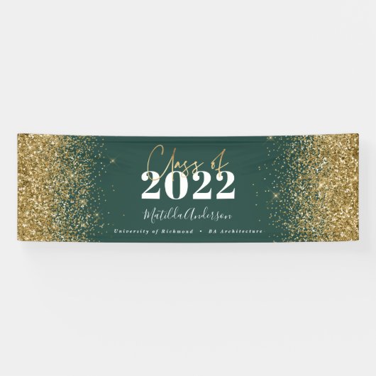 groene goudglitterscriptklasse van afstuderen spandoek (Horizontaal)