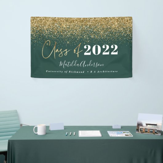 groene goudglitterscriptklasse van afstuderen spandoek (Beurs)