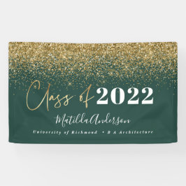 groene goudglitterscriptklasse van afstuderen spandoek
