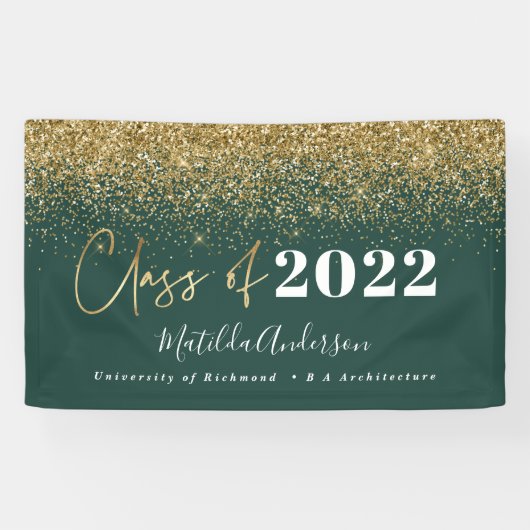 groene goudglitterscriptklasse van afstuderen spandoek (Horizontaal)