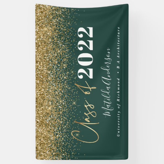 groene goudglitterscriptklasse van afstuderen spandoek (Verticaal)