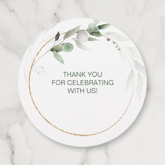 Groene goudhoudende olievlek bedankjes labels (Achterkant)