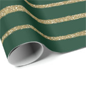 Groene goudpenseelstrepen cadeaupapier (Rol Hoek)