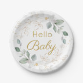 Groene goudvulling Geslacht Neutrale Baby shower P Papieren Bordje (Voorkant)