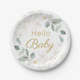 Groene goudvulling Geslacht Neutrale Baby shower P Papieren Bordje