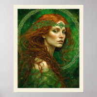 Groene Gown Rood Haar Keltische Knoop St Patrick's
