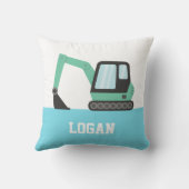 Groene graafmachine voor decoratie in kinderkamer kussen (Achterkant)